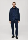 Mango Man Regular-fit Denim Shirt Dark Blue