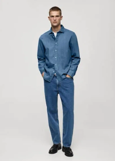 Mango Man - Chemise Regular-fit Denim Bleu Moyen - Xl - Homme In Medium Blue