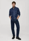 Mango Man Regular-fit Denim Shirt With Pocket Dark Blue