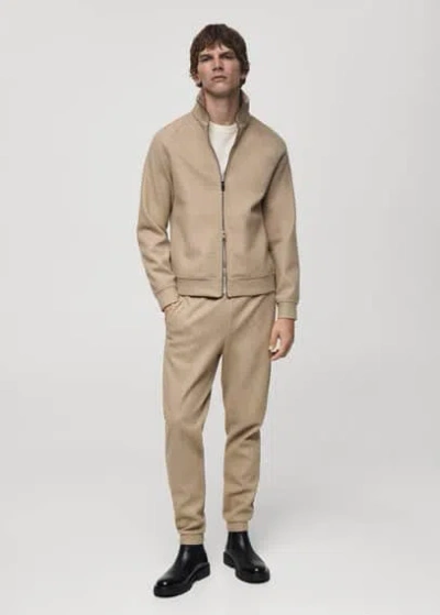 Mango Man Regular-fit Jacket With Zip Beige