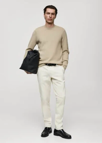 Mango Man Regular-fit Knitted Sweater Beige
