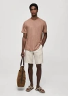 Mango Man Regular-fit Linen T-shirt Pale Pink