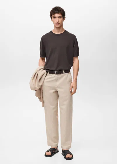 Mango Man Pantalon Lin Regular-fit Sable - Homme - 46 -