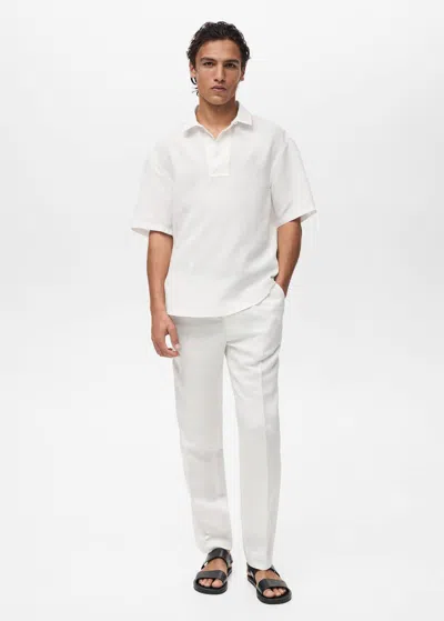 Mango Man Regular-fit Lyocell Polo Shirt White