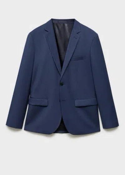 Mango Man Regular Fit Microstructure Suit Blazer Ink Blue