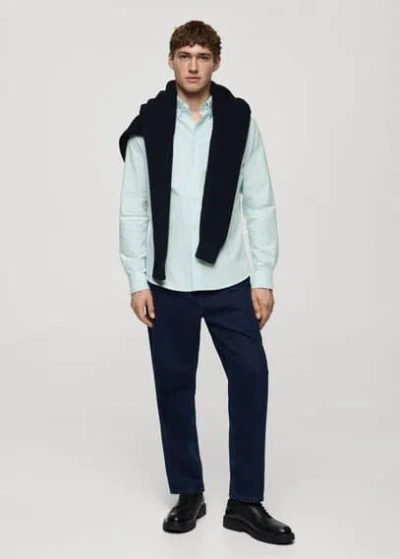 Mango Man Regular Fit Oxford Cotton Shirt Pastel Green