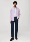 Mango Man Regular Fit Oxford Cotton Shirt Violet