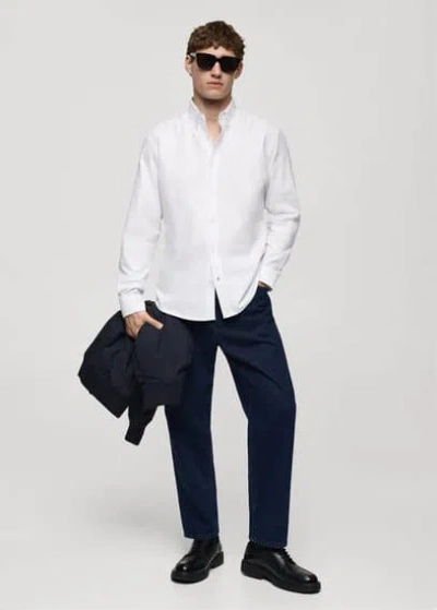 Mango Man Regular Fit Oxford Cotton Shirt White