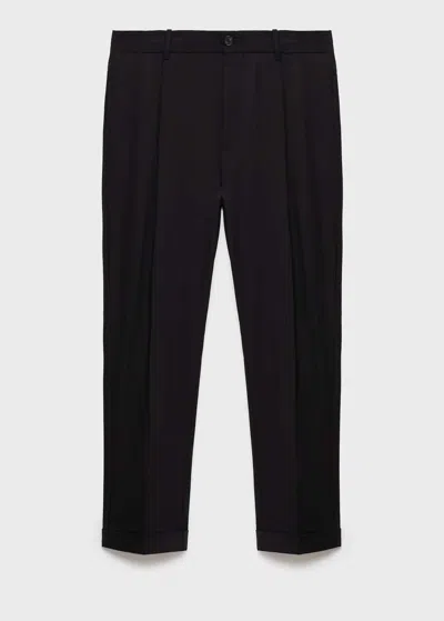 Mango Man Regular-fit Pleated Pants In Black