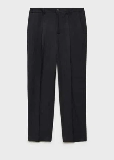 Mango Man Regular-fit Pleated Trousers Dark Heather Grey