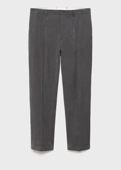 Mango Man Regular-fit Pleated Pants In Gray