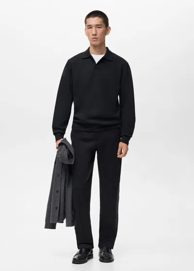 Mango Man Regular-fit Polo Sweatshirt Black