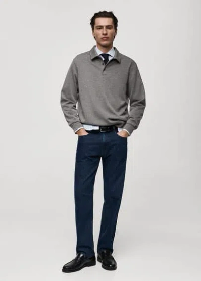 Mango Man Regular-fit Polo Sweatshirt Charcoal