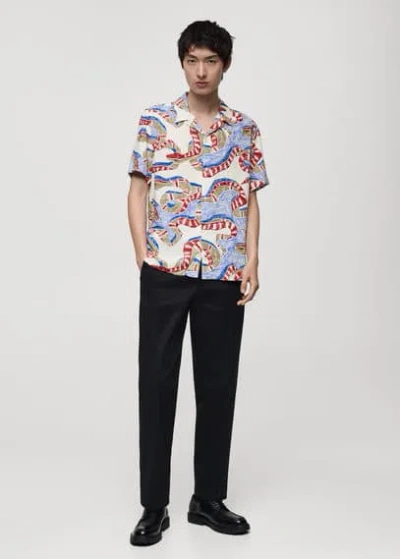 Mango Man Regular-fit Printed Shirt Red