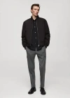 Mango Man Regular Fit Quilted Bomber Black In Black