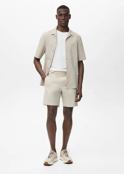 Mango Man Chemise Regular-fit Poche Beige - Homme - S -