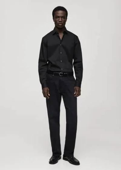 Mango Man Regular-fit Stretch Cotton Shirt Black