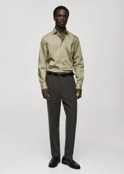 Mango Man Regular-fit Stretch Cotton Shirt Green