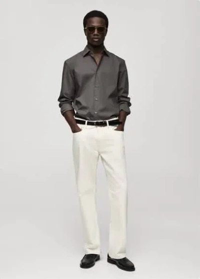 Mango Man Regular-fit Stretch Cotton Shirt Grey