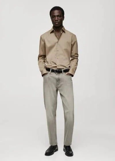 Mango Man Regular-fit Stretch Cotton Shirt Medium Brown