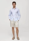 Mango Man Regular-fit Striped 100% Cotton Shirt In Blue