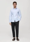 Mango Man Regular-fit Striped 100% Cotton Shirt In Sky Blue