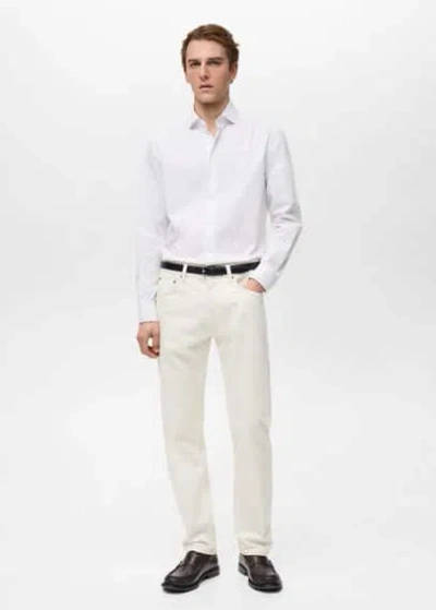 Mango Man Chemise Regular-fit 100 % Coton Rayures Blanc - Homme - M -  In White