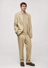 MANGO MAN RELAXED-FIT SUIT TROUSERS WITH PLEATS BEIGE