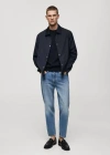 Mango Man Regular-fit Technical Fabric Jacket Dark Navy In Dark Navy