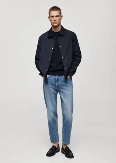 Mango Man Regular-fit Technical Fabric Jacket Dark Navy