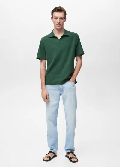 Mango Man Regular Fit Textured Polo Dark Green