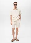 Mango Man Regular Fit Textured Polo Ecru