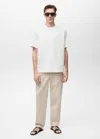 Mango Man Regular Fit Textured T-shirt White