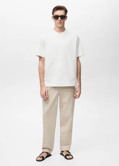 Mango Man Regular Fit Textured T-shirt White