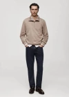Shop Mango Man Regular-fit Zip-neck Sweatshirt Mink Grey