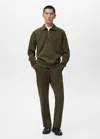 Mango Man Regular-fit Zip-neck Sweatshirt Olive Green In Green