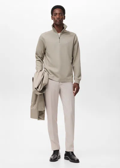 Mango Man Sweat Zip Coupe Normale Gris Clair/pastel - Homme - Xxl -  In Neutral