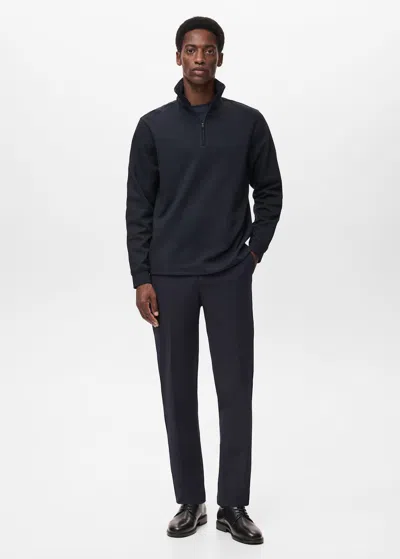 Mango Man Sweat Zip Coupe Normale Bleu Marine - Homme - Xl -  In Blue