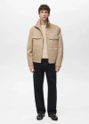 Mango Man Relaxed Fit Cotton Jacket Beige In Beige