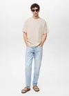 Mango Man T-shirt Coton Lin Relaxed-fit Sable - Homme - Xxl -