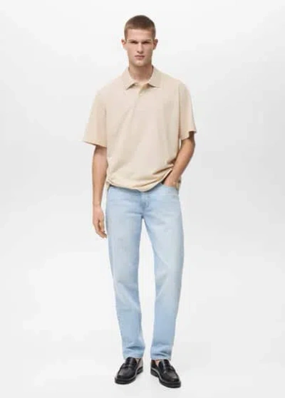 Mango Man Polo Coton En Piqué Relaxed-fit Écru - Homme - Xl -  In Ecru