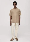 MANGO MAN RELAXED FIT COTTON T-SHIRT BEIGE