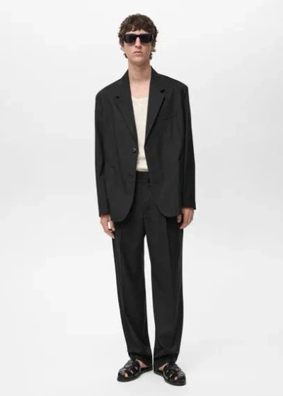 Mango Man Relaxed Fit Suit Blazer Black
