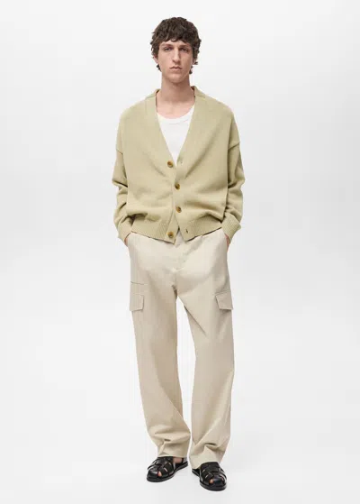 Mango Man Relaxed-fit Trousers With Pocket Pastel Yellow