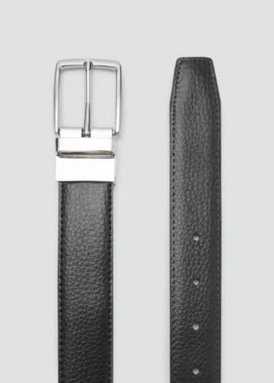 Mango Man Reversible Belt In Patent Leather Black