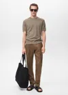 Mango Man Ribbed Knit T-shirt Dark Green