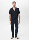 Mango Man Ribbed Structured Shirt Dark Navy In Dark Navy