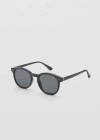 Mango Man Round-framed Sunglasses Black In Black