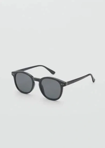 Mango Man Round-framed Sunglasses Black In Black
