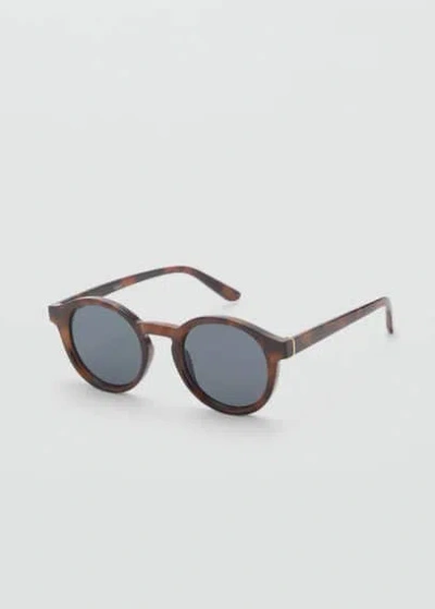 Mango Man Round-framed Sunglasses Brown In Brown
